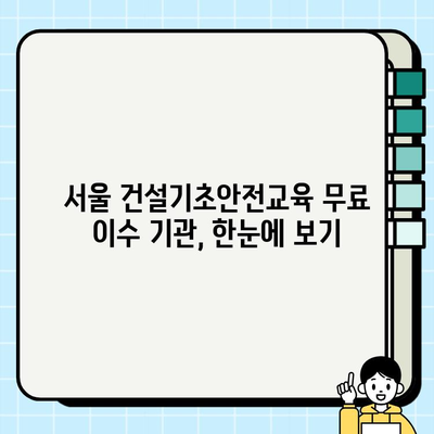 서울 건설기초안전교육 무료 이수 기관 총정리 | 무료 교육, 안전 교육, 건설 현장, 서울