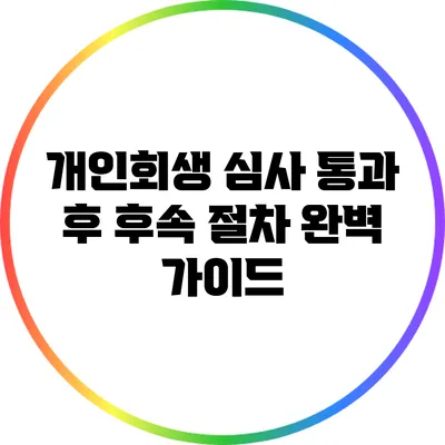 개인회생 심사 통과 후 후속 절차 완벽 가이드