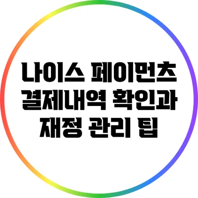 나이스 페이먼츠 결제내역 확인과 재정 관리 팁