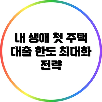 내 생애 첫 주택 대출 한도 최대화 전략