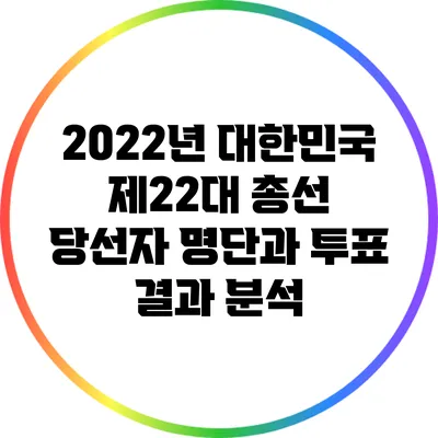 2022년 대한민국 제22대 총선: 당선자 명단과 투표 결과 분석