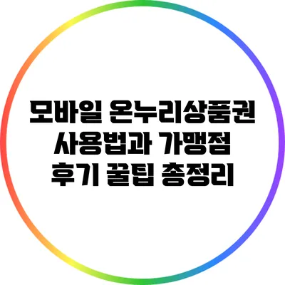 모바일 온누리상품권 사용법과 가맹점 후기 꿀팁 총정리