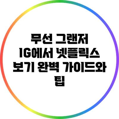 무선 그랜저 IG에서 넷플릭스 보기: 완벽 가이드와 팁