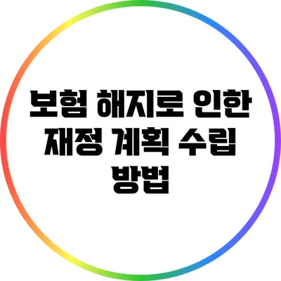 보험 해지로 인한 재정 계획 수립 방법