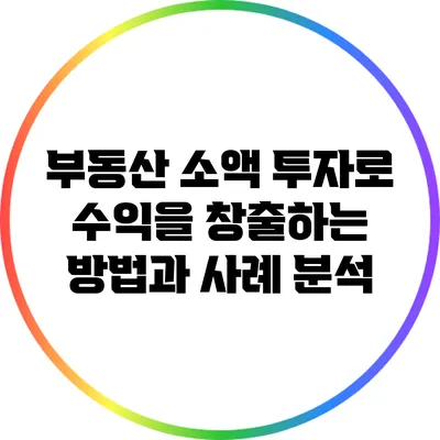 부동산 소액 투자로 수익을 창출하는 방법과 사례 분석