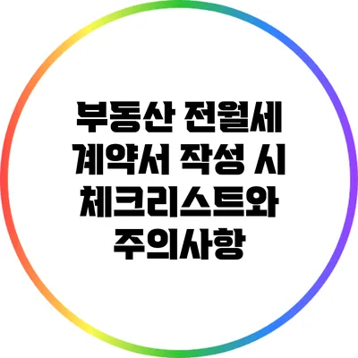 부동산 전월세 계약서 작성 시 체크리스트와 주의사항