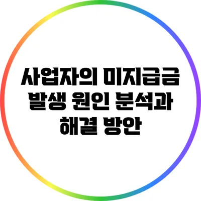 사업자의 미지급금 발생 원인 분석과 해결 방안