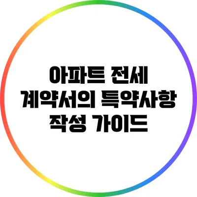 아파트 전세 계약서의 특약사항 작성 가이드