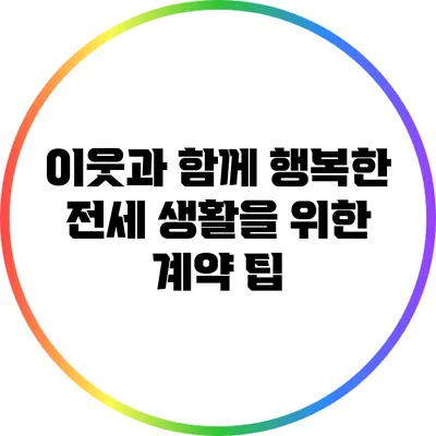 이웃과 함께 행복한 전세 생활을 위한 계약 팁