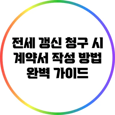 전세 갱신 청구 시 계약서 작성 방법 완벽 가이드