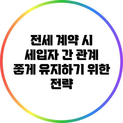 전세 계약 시 세입자 간 관계 좋게 유지하기 위한 전략