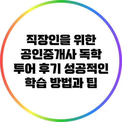 직장인을 위한 공인중개사 독학 투어 후기: 성공적인 학습 방법과 팁