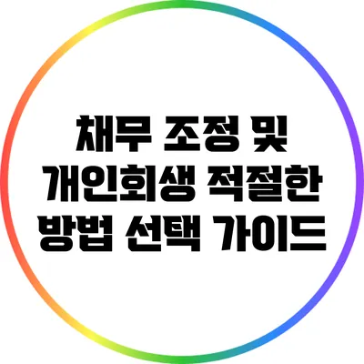 채무 조정 및 개인회생: 적절한 방법 선택 가이드