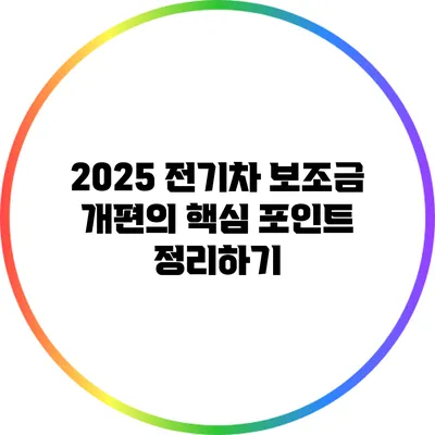 2025 전기차 보조금 개편의 핵심 포인트 정리하기