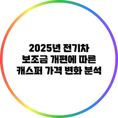 2025년 전기차 보조금 개편에 따른 캐스퍼 가격 변화 분석
