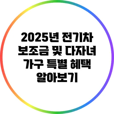 2025년 전기차 보조금 및 다자녀 가구 특별 혜택 알아보기