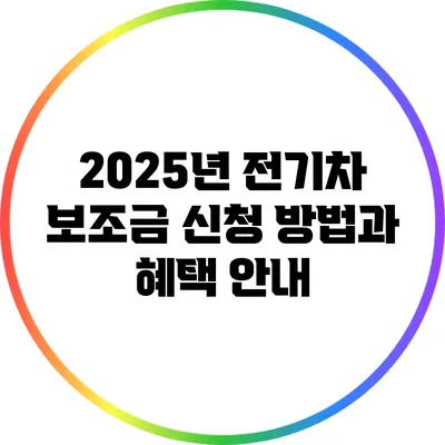 2025년 전기차 보조금 신청 방법과 혜택 안내