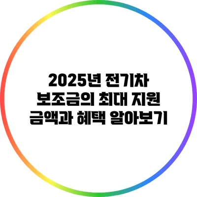 2025년 전기차 보조금의 최대 지원 금액과 혜택 알아보기