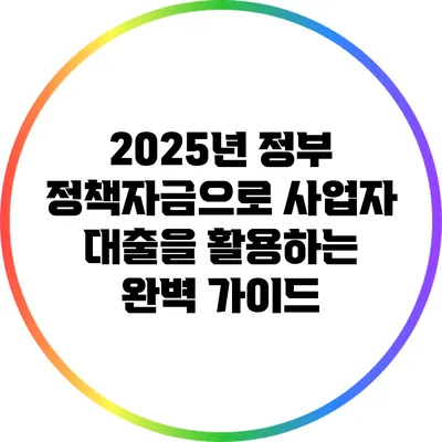 2025년 정부 정책자금으로 사업자 대출을 활용하는 완벽 가이드