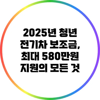 2025년 청년 전기차 보조금, 최대 580만원 지원의 모든 것