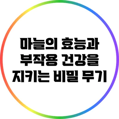 마늘의 효능과 부작용: 건강을 지키는 비밀 무기