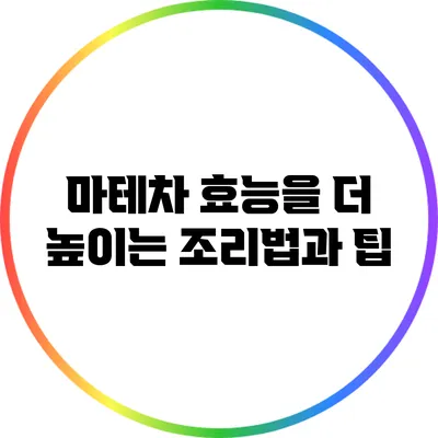 마테차 효능을 더 높이는 조리법과 팁