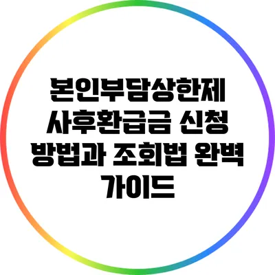 본인부담상한제 사후환급금 신청 방법과 조회법 완벽 가이드