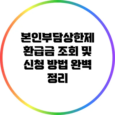 본인부담상한제 환급금 조회 및 신청 방법 완벽 정리