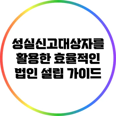성실신고대상자를 활용한 효율적인 법인 설립 가이드