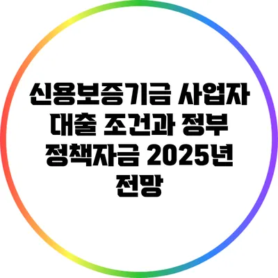 신용보증기금 사업자 대출 조건과 정부 정책자금 2025년 전망