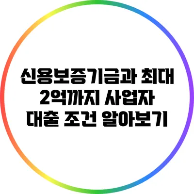 신용보증기금과 최대 2억까지 사업자 대출 조건 알아보기