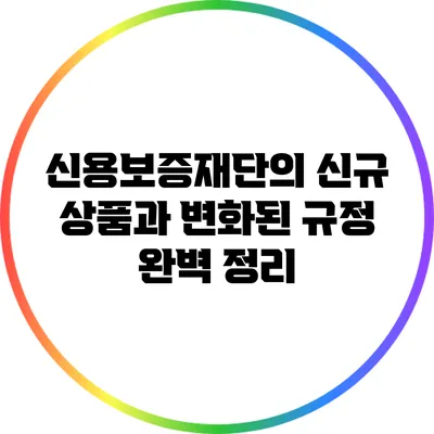 신용보증재단의 신규 상품과 변화된 규정 완벽 정리