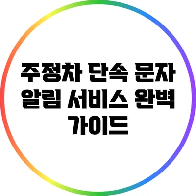 주정차 단속 문자 알림 서비스 완벽 가이드