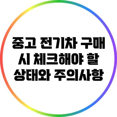 중고 전기차 구매 시 체크해야 할 상태와 주의사항
