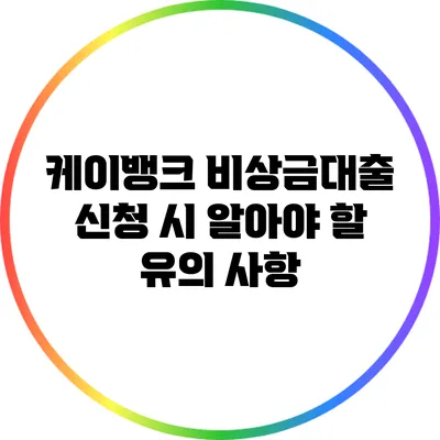 케이뱅크 비상금대출 신청 시 알아야 할 유의 사항