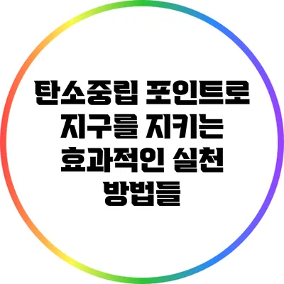 탄소중립 포인트로 지구를 지키는 효과적인 실천 방법들