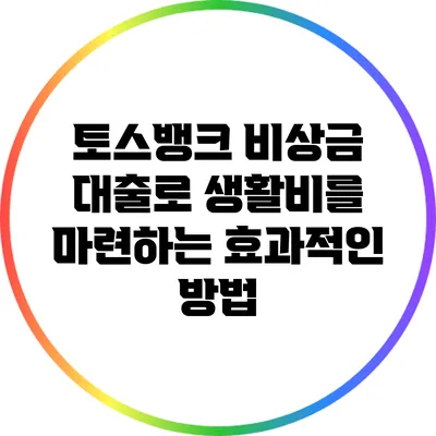 토스뱅크 비상금 대출로 생활비를 마련하는 효과적인 방법