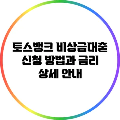 토스뱅크 비상금대출: 신청 방법과 금리 상세 안내