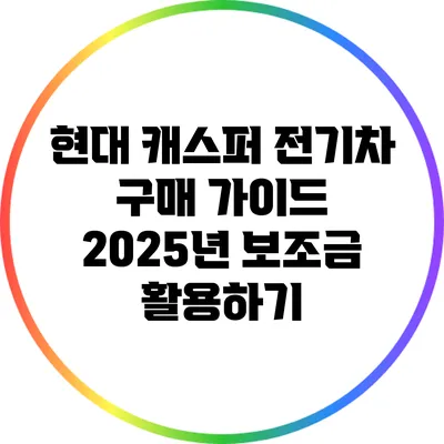 현대 캐스퍼 전기차 구매 가이드: 2025년 보조금 활용하기