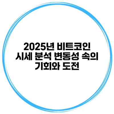 2025년 비트코인 시세 분석 변동성 속의 기회와 도전