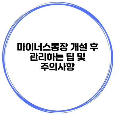 마이너스통장 개설 후 관리하는 팁 및 주의사항