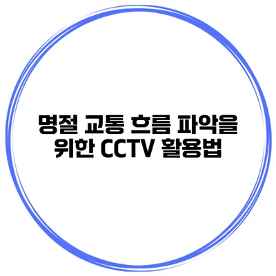 명절 교통 흐름 파악을 위한 CCTV 활용법