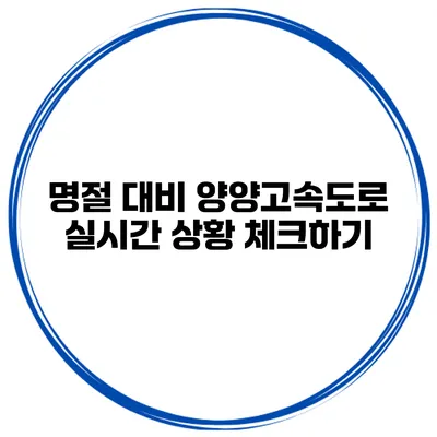 명절 대비 양양고속도로 실시간 상황 체크하기