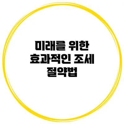 미래를 위한 효과적인 조세 절약법