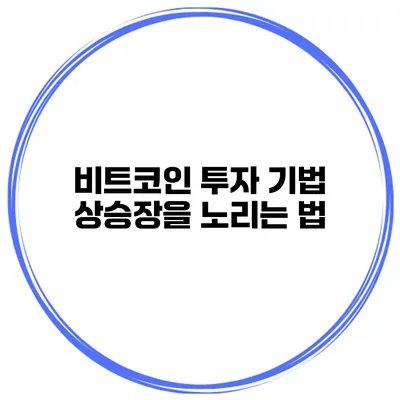 비트코인 투자 기법 상승장을 노리는 법
