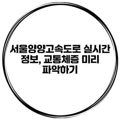 서울양양고속도로 실시간 정보, 교통체증 미리 파악하기