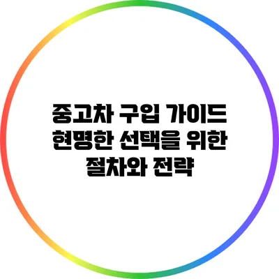 중고차 구입 가이드: 현명한 선택을 위한 절차와 전략