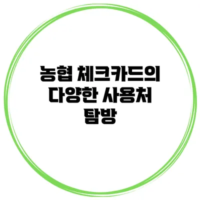 농협 체크카드의 다양한 사용처 탐방