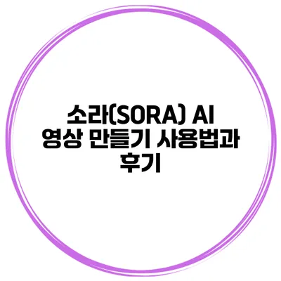 소라(SORA) AI 영상 만들기: 사용법과 후기