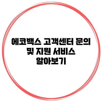 에코백스 고객센터 문의 및 지원 서비스 알아보기